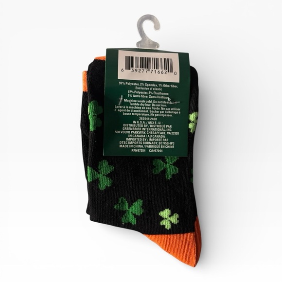 St. Patrick Black and Orange Leprechaun Crew Socks - Picture 2 of 2